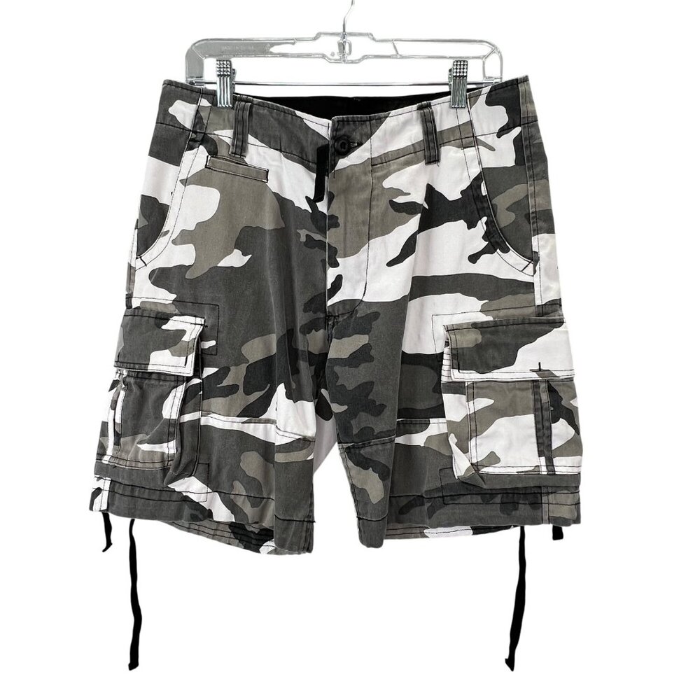 Backbone Camo Camouflage Cargo Shorts size 32 Men Black Gray Military Canvas